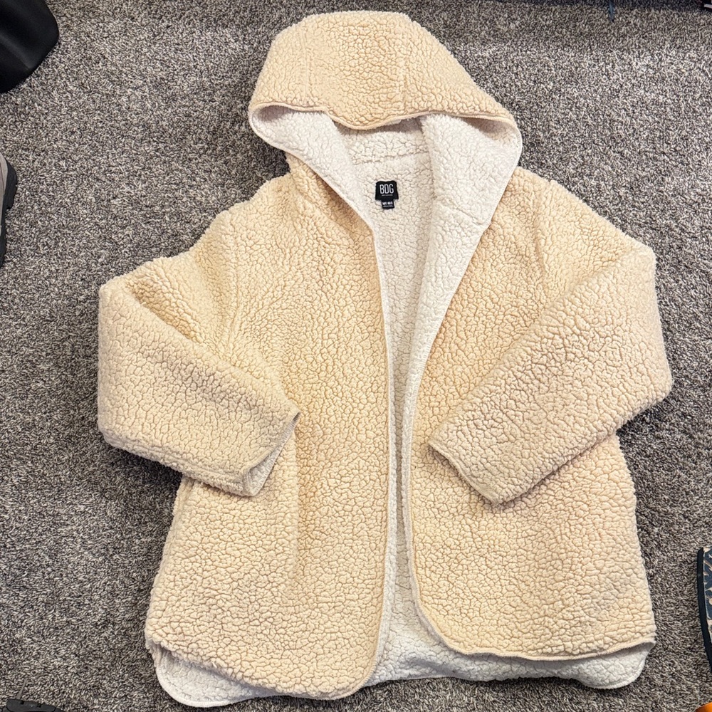 Urban Outfitters Cream Sherpa Puffer Jacket